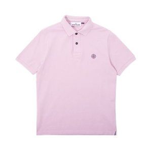 Stone Island Logo Patch Slim Fit Light Pink Pastel Polo size S Quartz